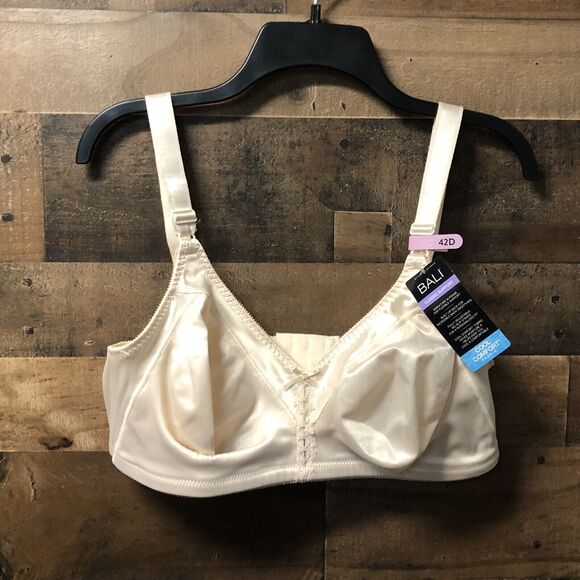 Bali Double Support Comfort Wireless Full Coverage Bra Size 42D Cream 3820 - Picture 1 of 5
